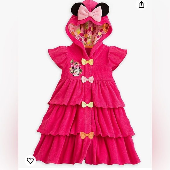 Disney | Swim | Minnie Mouse Pink Tiered Beach Cover Up Upf 5 Robe ...